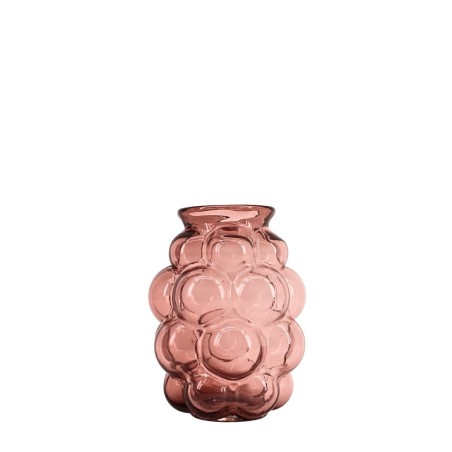 Vase bulles en verre rose fait main 21cm | Hashtag Déco