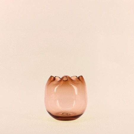 Photophore en verre ambre fait main 16x11 cm | Hashtag Déco