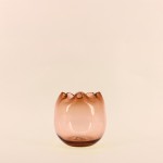 Photophore en verre ambre fait main 16x11 cm | Hashtag Déco