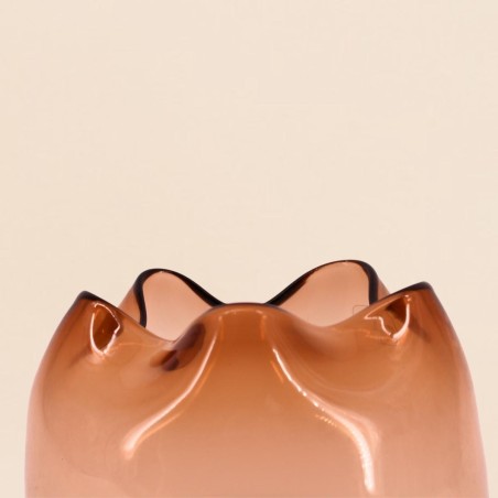 Photophore en verre ambre fait main 16x11 cm | Hashtag Déco