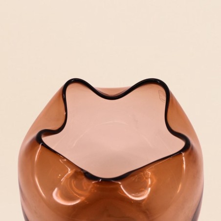 Photophore en verre ambre fait main 16x11 cm | Hashtag Déco