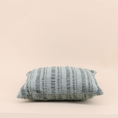 Coussin en coton rayé gris 40cm élégant | Hashtag Déco