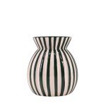 Vase céramique vert rayé 19cm, design moderne | Hashtag Déco