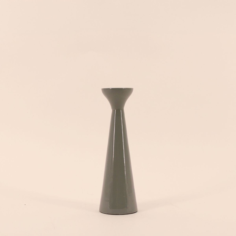 Bougeoir brillant vert 20cm en verre | Hashtag Déco