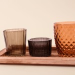 Photophores en verre vert sur bois - Coffret 7 | Hashtag Déco