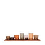 Photophores en verre vert sur bois - Coffret 7 | Hashtag Déco