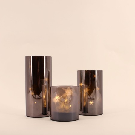 Coffret 3 lampes LED étoiles en verre gris | Hashtag Déco