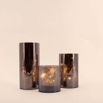 Coffret 3 lampes LED étoiles en verre gris | Hashtag Déco