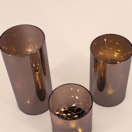 Coffret 3 lampes LED étoiles en verre gris | Hashtag Déco