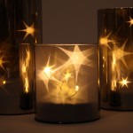 Coffret 3 lampes LED étoiles en verre gris | Hashtag Déco
