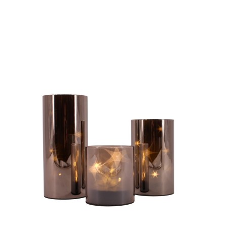 Coffret 3 lampes LED étoiles en verre gris | Hashtag Déco