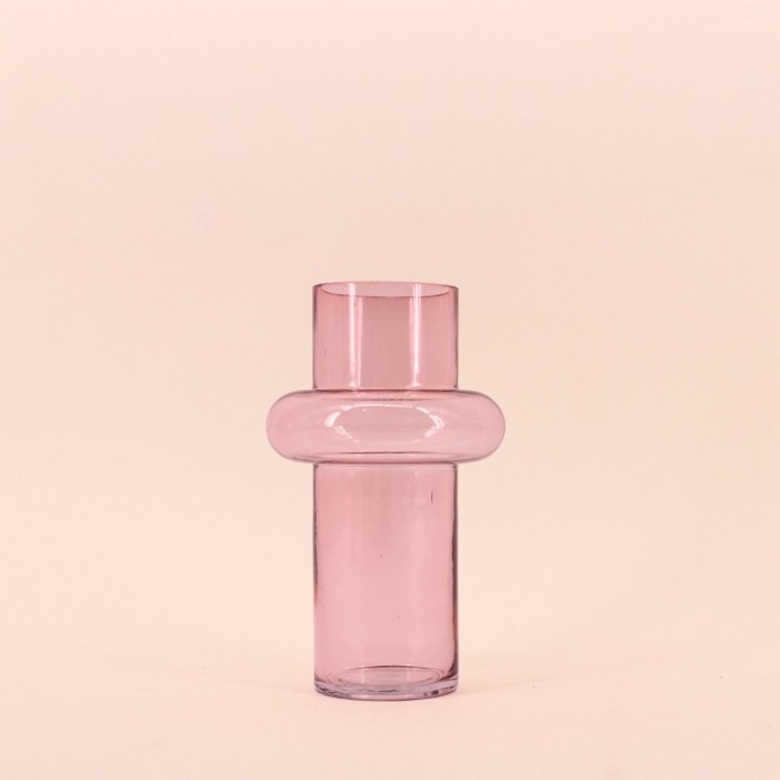 Vase anneau en verre rose clair 20cm | Hashtag Déco