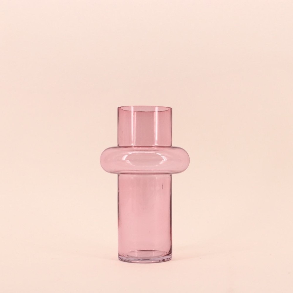 Vase anneau en verre rose clair 20cm | Hashtag Déco
