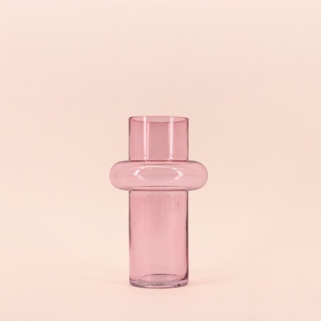 Vase anneau en verre rose clair 20cm | Hashtag Déco