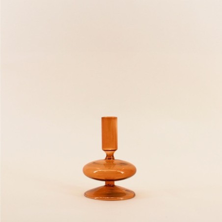 Bougeoir en verre ambre 12cm, élégant et chaleureux | Hashtag Déco