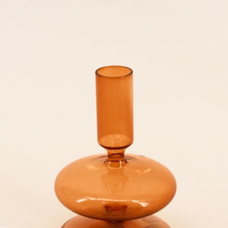 Bougeoir en verre ambre 12cm, élégant et chaleureux | Hashtag Déco
