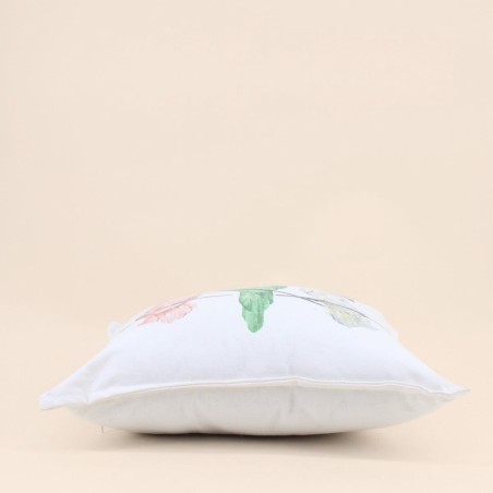Coussin imprimé perroquet coton vert 40cm | Hashtag Déco