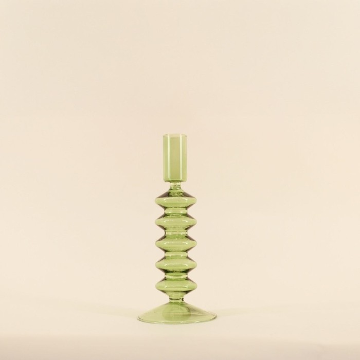 Bougeoir verre vert 19cm élégant et moderne | Hashtag Déco