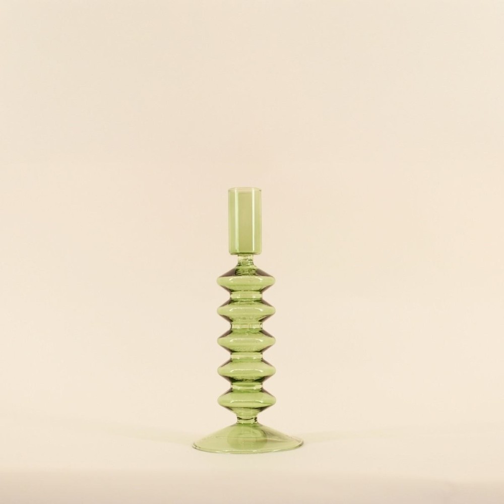 Bougeoir verre vert 19cm élégant et moderne | Hashtag Déco