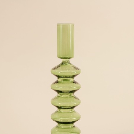 Bougeoir verre vert 19cm élégant et moderne | Hashtag Déco