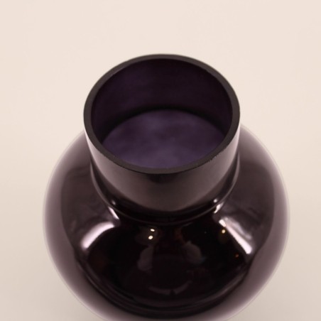 Vase boule talon en verre noir 21cm élégant | Hashtag Déco