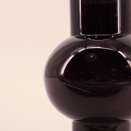 Vase boule talon en verre noir 21cm élégant | Hashtag Déco