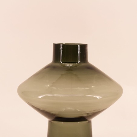 Vase en verre vert fait main 30cm | Hashtag Déco