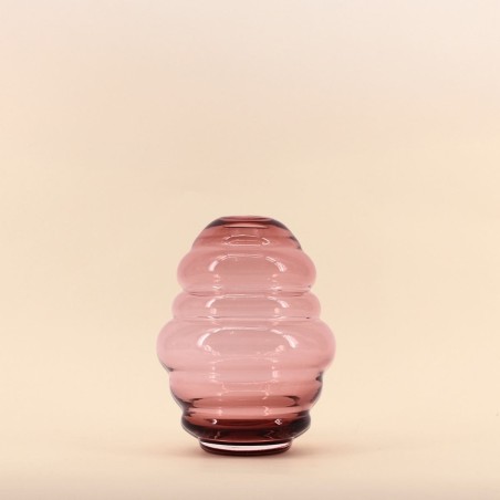 Vase anneaux verre rose fait main 21cm | Hashtag Déco