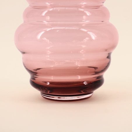 Vase anneaux verre rose fait main 21cm | Hashtag Déco