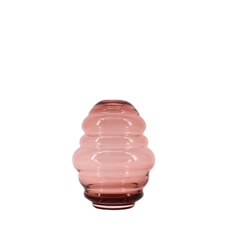Vase anneaux verre rose fait main 21cm | Hashtag Déco