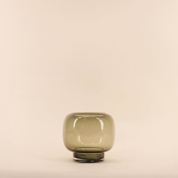 Photophore en verre vert fait main 16x17cm | Hashtag Déco