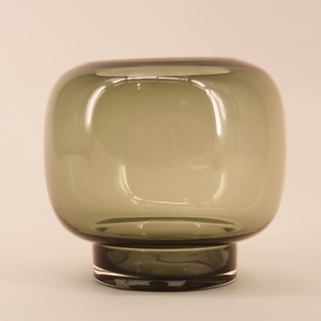 Photophore en verre vert fait main 16x17cm | Hashtag Déco