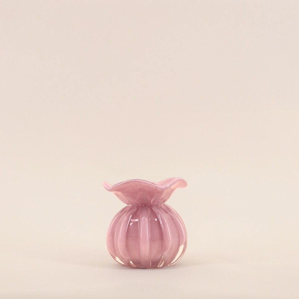 Vase boule plissé verre opaque 11cm | Hashtag Déco