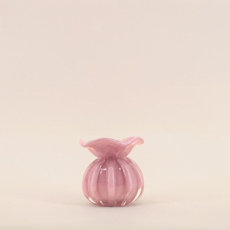 Vase boule plissé verre opaque 11cm | Hashtag Déco