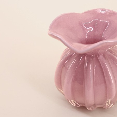 Vase boule plissé verre opaque 11cm | Hashtag Déco