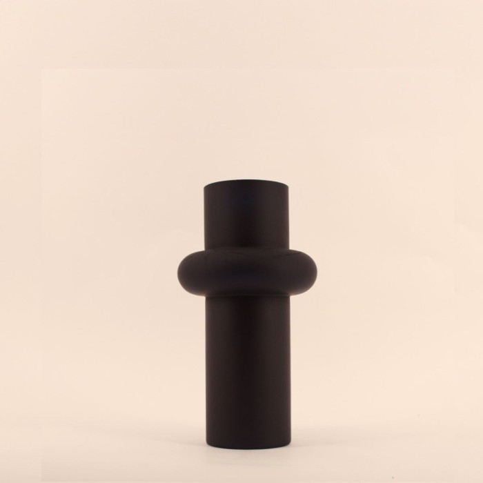 Vase anneau verre noir 20cm élégant | Hashtag Déco