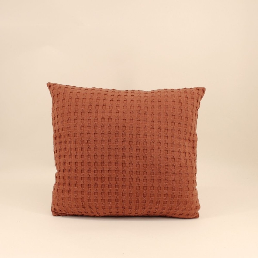 Coussin en tissu gaufré orange 45x45cm | Hashtag Déco