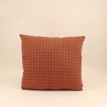 Coussin en tissu gaufré orange 45x45cm | Hashtag Déco