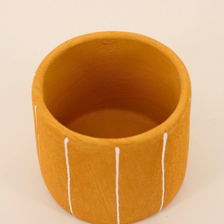 Cache-pot ciment jaune 15cm, design moderne | Hashtag Déco