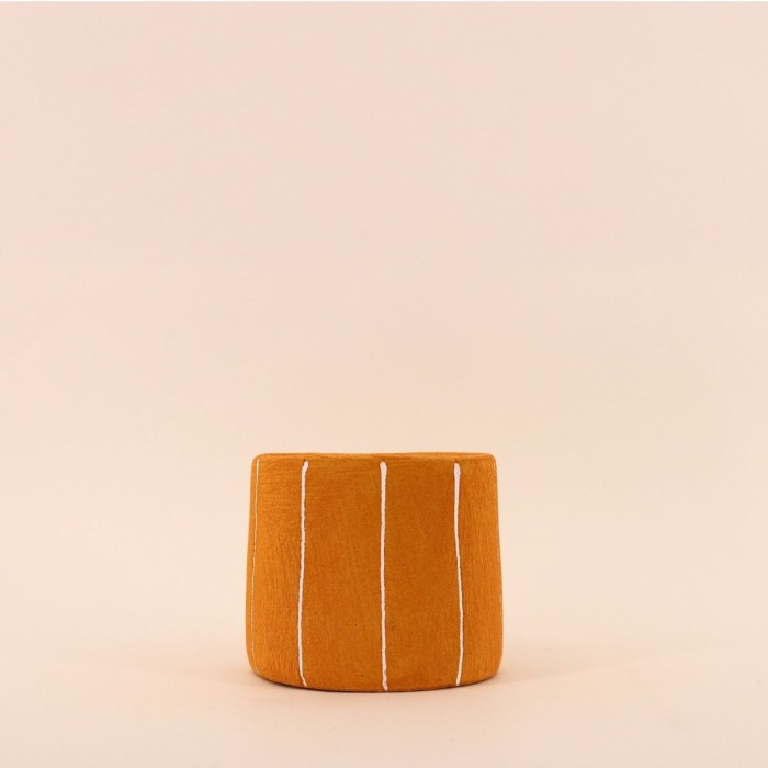 Cache-pot ciment jaune 15cm, design moderne | Hashtag Déco