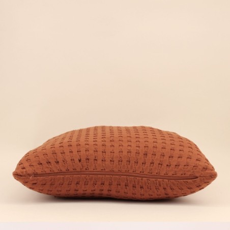 Coussin en tissu gaufré orange 45x45cm | Hashtag Déco