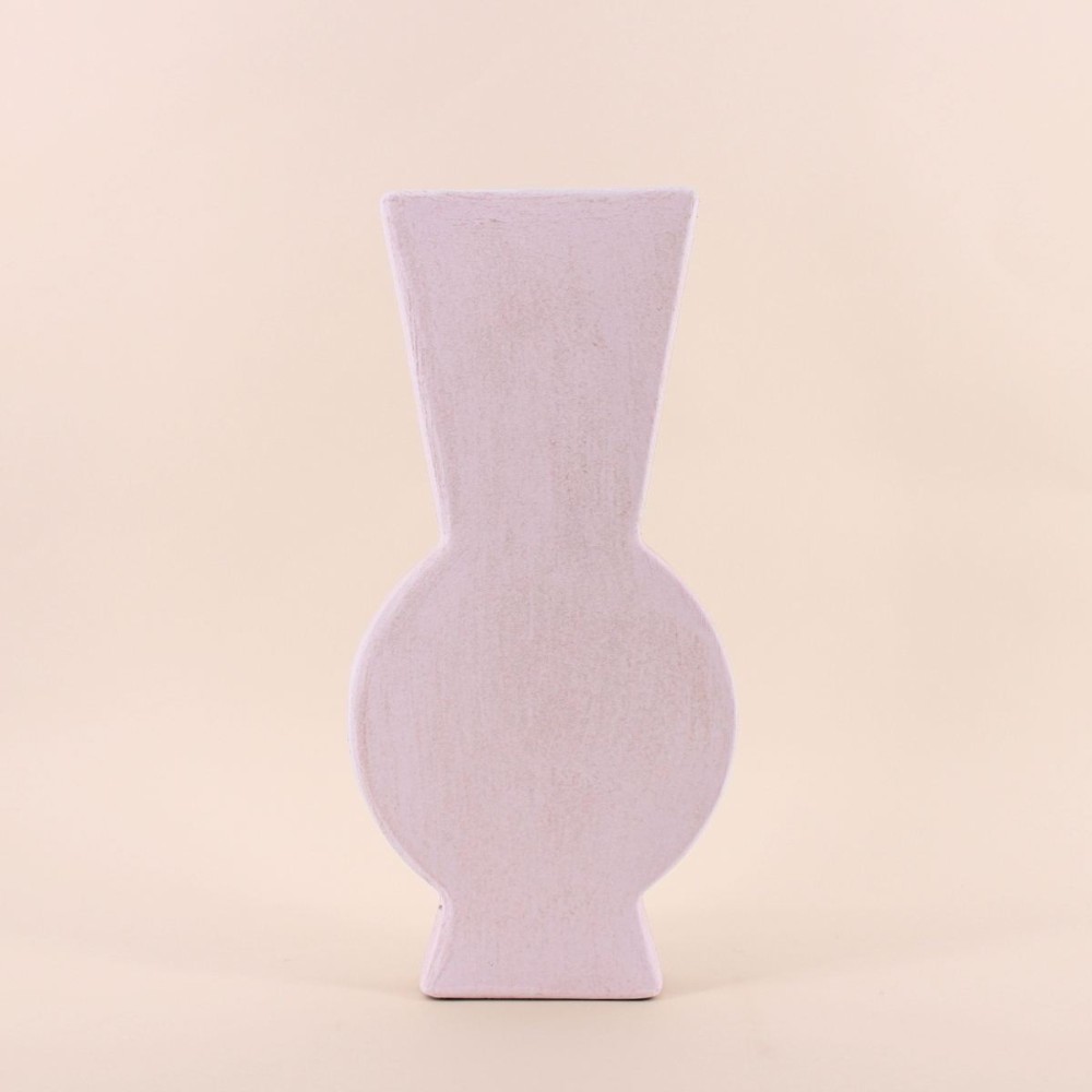 Vase géométrique en grès neutre 38cm | Hashtag Déco