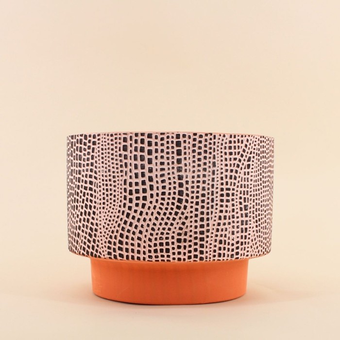Cache-pot terre cuite relief 25cm terracotta | Hashtag Déco
