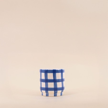 Cache pot céramique bleu/blanc 9cm | Hashtag Déco