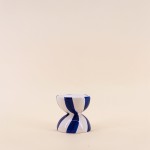 Bougeoir céramique bleu/blanc 10cm - Élégance | Hashtag Déco