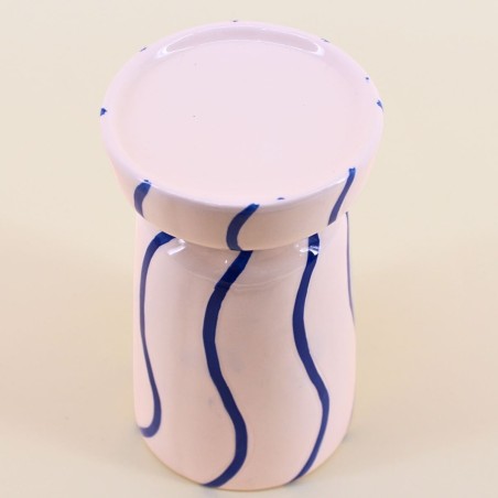 Bougeoir céramique bleu/blanc 18cm élégant | Hashtag Déco