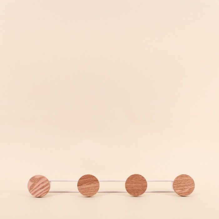 Patère métal blanc frêne, 4 têtes, élégance | Hashtag Déco