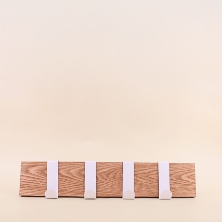 Patère 4 têtes bois métal blanc 51cm moderne | Hashtag Déco