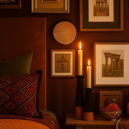 Set de 2 bougeoirs coniques noir et terracotta | Hashtag Déco