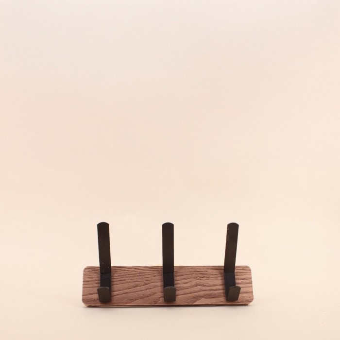 Patère bois foncé métal noir 30cm design chic | Hashtag Déco